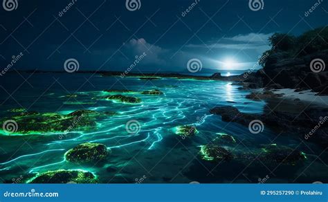 Bioluminescent Bay stock illustration. Illustration of sparkle - 295257290