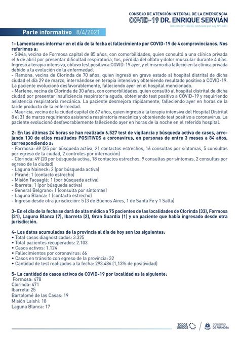 Gobierno De Formosa On Twitter Parte Informativo Jueves