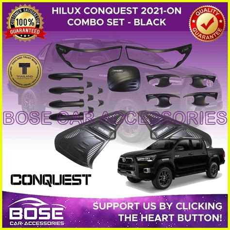 Toyota Hilux Conquest Garnish Set 2021 2022 2023 Model 2 Types BLACK