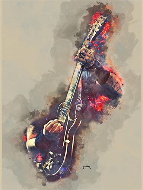 James S Electric Guitar 18x24 Guitar Art Music Wall Etsy Guitar Art