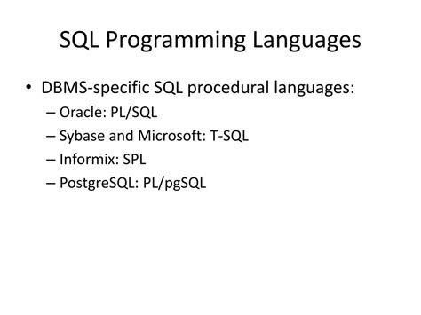 Ppt Programming And Sql Powerpoint Presentation Free Download Id