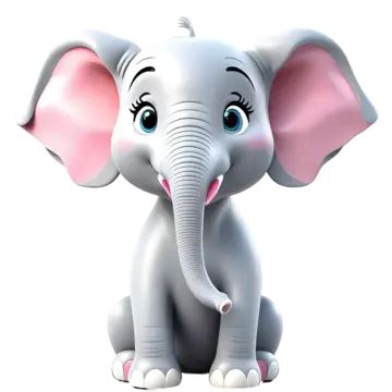 Elefante Blanco De Dibujos Animados En 3d PNG Dibujos Lindo Elefante