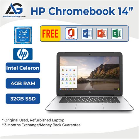 HP 14 G4 CHROMEBOOK 14"INCH 4GB 32GB SSD SLIM LIGHT FAST PERFORMANCE ...