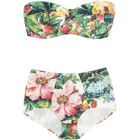 Dolce And Gabbana Floral And Fruit Print Bandeau Bikini 15 350 Thb