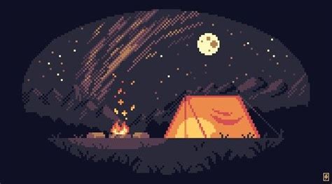 Pixel Art Tent Camping Campfire Night Pixelart Scrixels Pixel