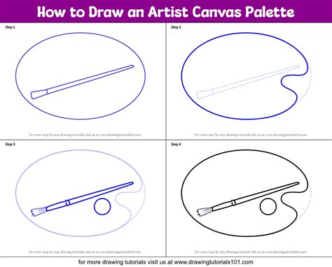 How To Draw An Artist Canvas Palette Printable Step By Step Drawing