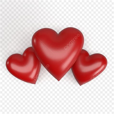 Corazones Rojos Brillantes Aislados En Fondo Transparente PNG Letras