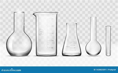 Realistic Glass Laboratory Equipment Set Flasks Beakers Stock