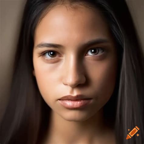 Portrait Of A Latina Woman With A Round Face