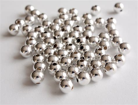 10 X Sterling Silver 925 Round Seamless Spacer Beads With Two Hole