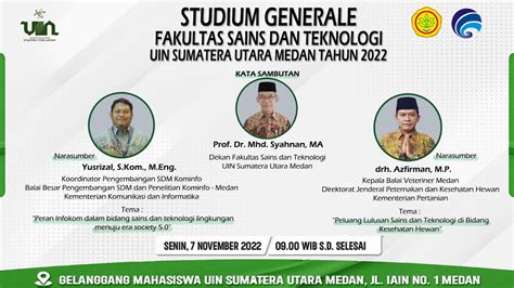 Studium Generale Fakultas Sains Teknologi Uin Sumatera Utara Medan