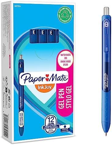 Paper Mate Stylo Gel Inkjoy Pointe Moyenne Encre Bleu Fonc Lot