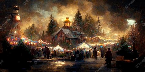 Premium Photo | Christmas village. digital illustration. painting ...