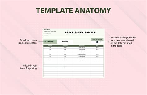 Price Sheet Sample Template | Template.net