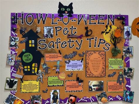 A Bulletin Board With Halloween Pictures And Words On It That Says How