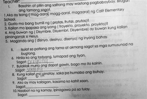 Solved Basahin At Piliin Ang Salitang May Wastong Pagbabaybay