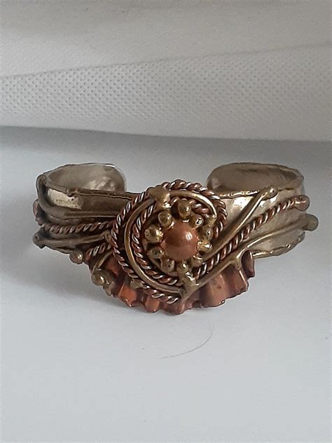 Vintage Hecho En Mexico Multi Metal Copper Brutalist Gem