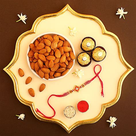 Sneh Kundan Rakhi With Almonds Ferrero Rocher Canada Gift Sneh