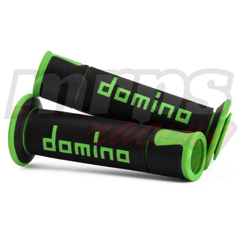 Revêtements de poignées Domino A450 Black Green Road Racing Grips