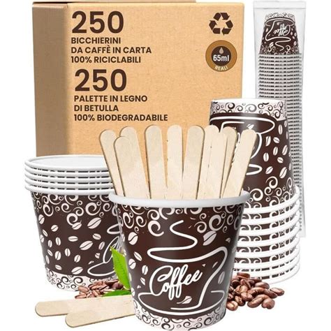 Lot De 250 Verres En Papier Pour Café 65 Ml Verres Écologiques