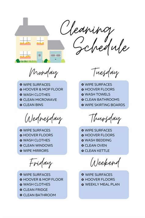 Printable Cleaning Schedule | Household Planner