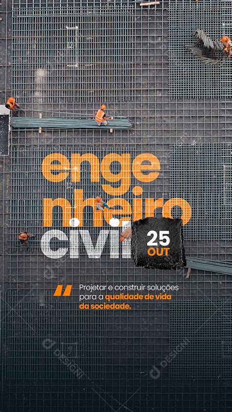 Dia do Engenheiro Civil 25 de Outubro Story Social Media PSD Editável