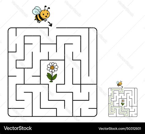 Easy maze game for kids with solution Royalty Free Vector