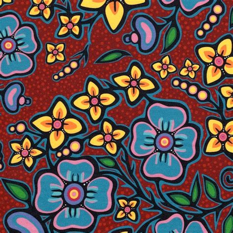 Jackie Traverse Ojibway Florals Cotton Wide First Nations Fabric