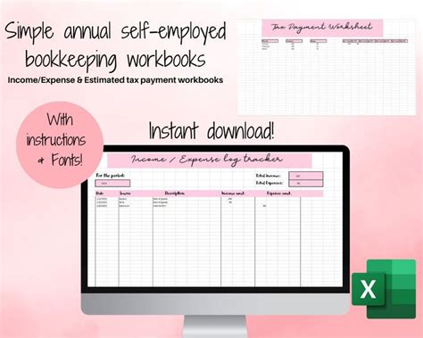 EASY Income and Expense Excel Spreadsheet, Quarterly Tax Payment ...