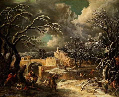 Oil Painting Replica Winter Landscape By Francesco Foschi 1710 1780