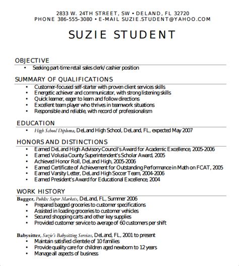 7 Sample High School Resume Templates Sample Templates