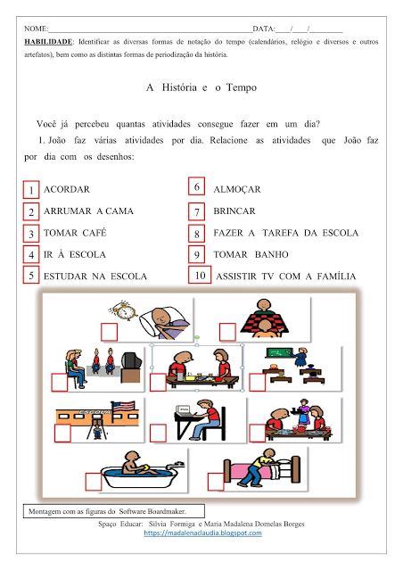 Spaço Educar Atividades De Educação Especial Aula De História Tempo