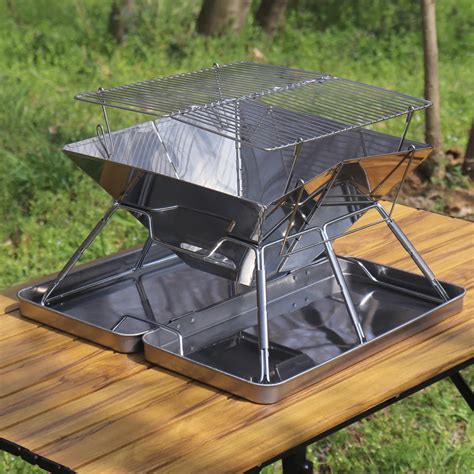 A O Inoxid Vel Folding Bbq Grill Fog O A Lenha Ao Ar Livre Camping