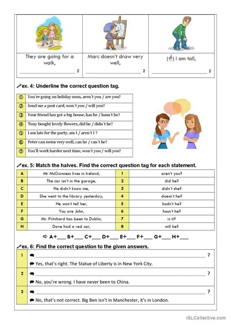 Question Tags exercises Deutsch DAF Arbeitsblätter pdf doc