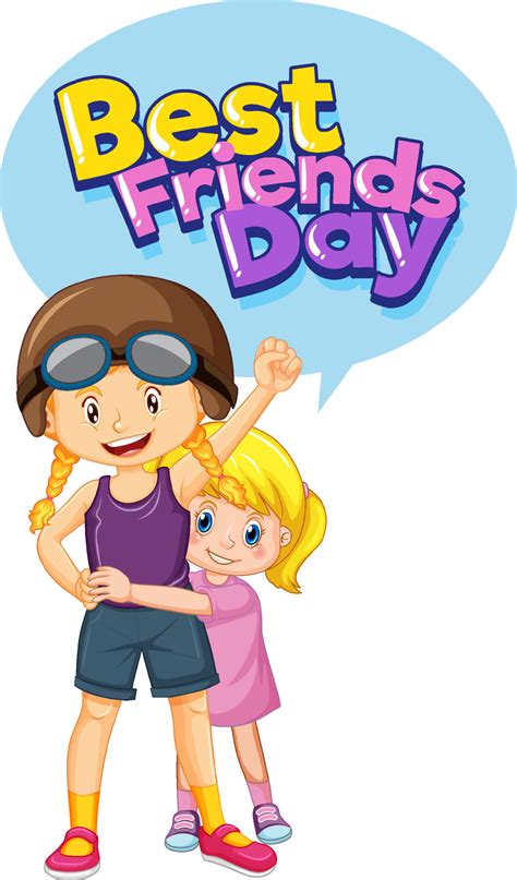 Best Friends Day logo with two cute girls cartoon characters 6037448 Vector Art at Vecteezy