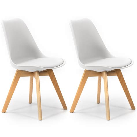 Pack Sillas Klara Blanco Pata Madera Y Asiento Acolchado Estilo