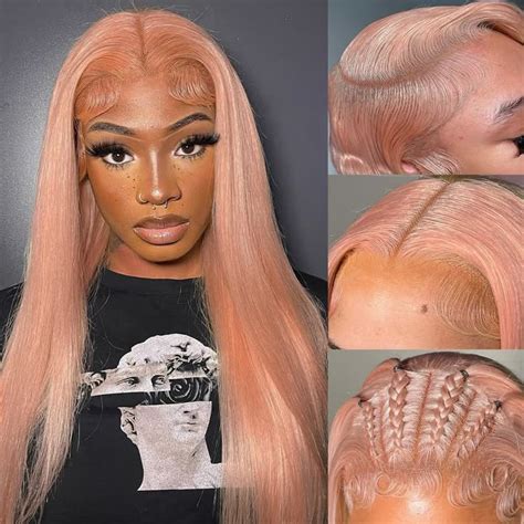 FNSD 24 Inch Pink Blonde Lace Front Wig Human Hair Rose Gold Human Hair Wigs Pre Plucked 13X4 HD