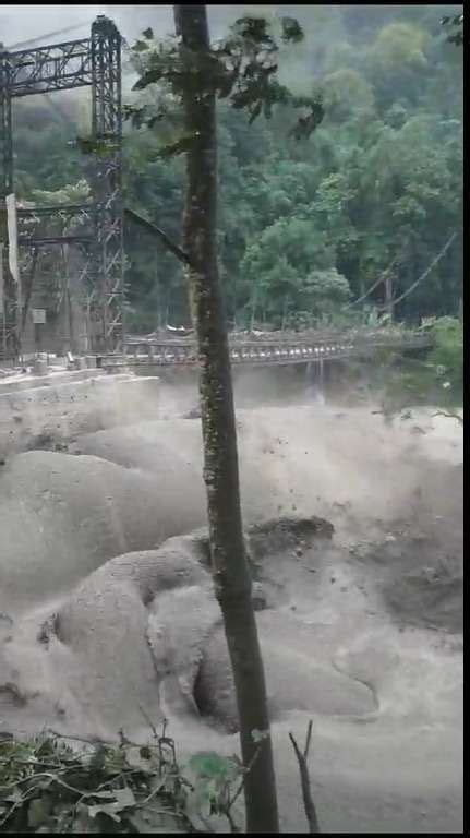 In Pics Cloudburst Triggers Flash Floods In Sikkim Roads Bridges