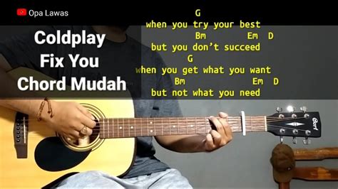 Kunci Gitar Fix You Coldplay Chord Gampang Youtube