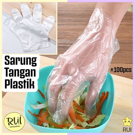 Jual Sarung Tangan Plastik Sekali Pakai Isi 100 Lembar Bening Polos