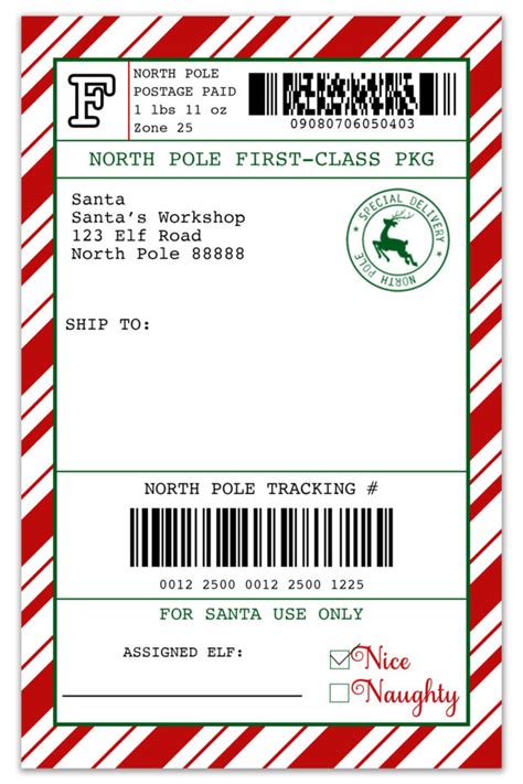 Free Customizable Elf on the Shelf Mailing Label