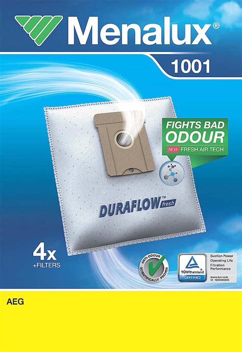 Menalux Progress Duraflow 1001 Vacuum Cleaner Bags For Aeg Pack Of 4