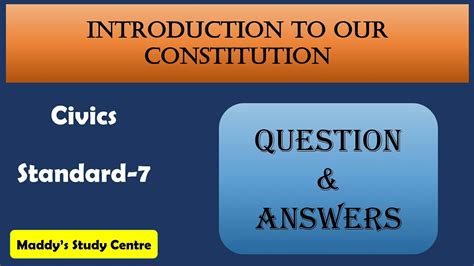 Introduction To Our Constitution Civics Standard Question And