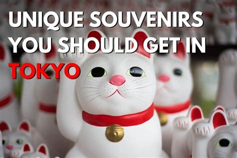 A Japanese lucky cat with the text "Unique souvenirs you should get in ...