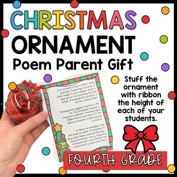 Christmas Gift for Parents | Christmas Holiday Ornament Poem Fourth Grade