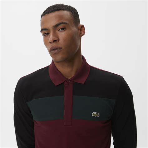 Lacoste Erkek Slim Fit Uzun Kollu Renk Bloklu Bordo Polo L Xl