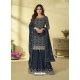 Buy Navy Blue Designer Party Wear Real Georgette Sharara Suit Palazzo