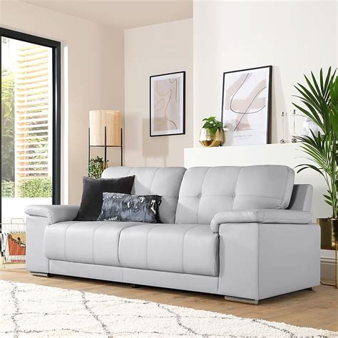 Kansas 3 Seater Sofa Light Grey Premium Faux Leather Only 649 99