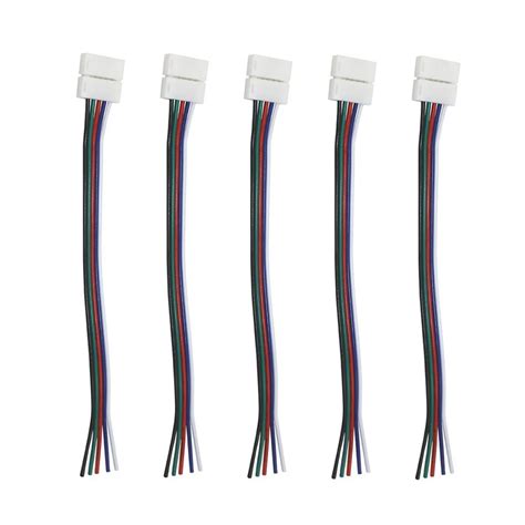 5pcs RGBW LED Strip Connector 12mm PCB 5 Pin Core Wire Cable Female