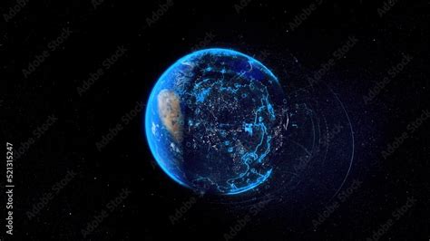 Abstract animation of digital Earth Globe rotating with digital data ...